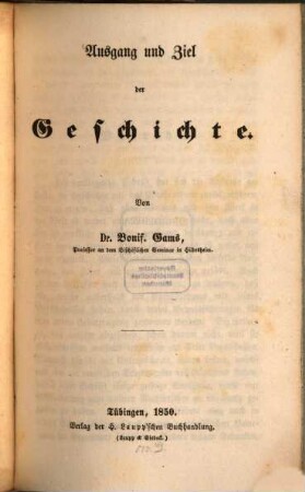 Ausgang und Ziel der Geschichte