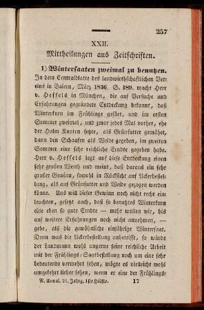 XXII. Mittheilungen aus Zeitschriften