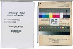 Entnazifizierung Peter Roettges , geb. 18.07.1890 (Feldhueter)