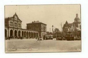 "Hauptbahnhof und Postamt" - Bahnhofvorplatz mit Löwenbrunnen, Postamt 2
