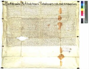 Herzog Friedrich von Württemberg belehnt Helfferich Senft von Sulburg mit verschiedenen Gütern und Höfen zu Kornberg, Honhardt usw.