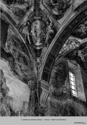 Szenen der Passion Christi, dem Leben Mariens und Johannes des Täufers : Szenen aus dem Marienleben : Kartusche mit Verkündigung an Maria