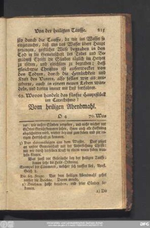 [Das fünfte Haupstück. Vom heiligen Abendmahl.]