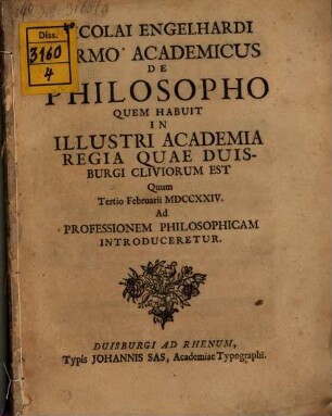 Sermo acad. de philosopho