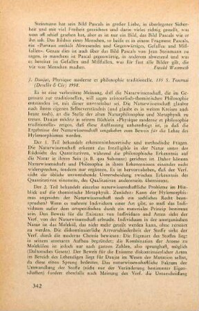 342-343 [Rezension] Daujat, Jean, Physique moderne et philosophie traditionelle