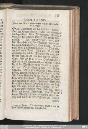 Psalm LXXXIV. Preis der Gnade Gottes beym rechten Gebrauch des Tempels.