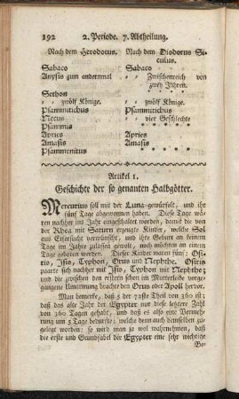 Artikel 1. Geschichte der so genanten Halbgötter.