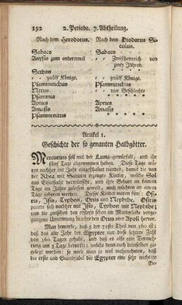 Artikel 1. Geschichte der so genanten Halbgötter.