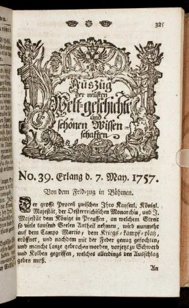 No. 39. Erlang d. 7. May. 1757.
