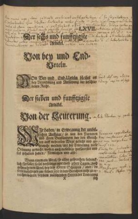 Der sieben und funfftzigste Artickel. Von der Leuterung.