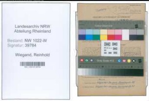 Entnazifizierung Reinhold Wiegand , geb. 13.06.1895 (Vertreter)