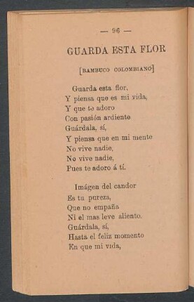 Guarda esta flor : [Bambuco colombiano]