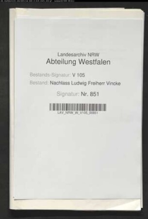 20 Briefe des Gatten Ludwig Vincke