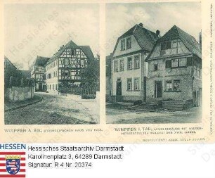 Wimpfen am Berg, Maringer'sches Haus (erbaut 1605) sowie Schulgebäude mit wiederhergestellter Malerei des 18. Jahrhunderts / 2 Außenansichten