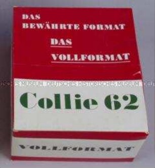 Werbeschachtel (leer) für "Collie 62"-Zigaretten, "Das bewährte Format"