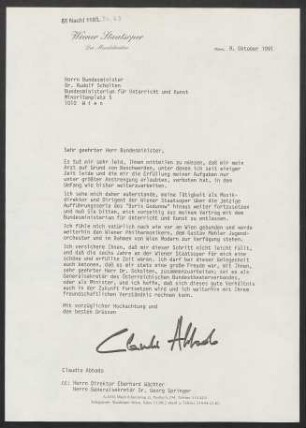 Brief an Rudolf Scholten an Bundesministerium für Unterricht und Kunst, 09.10.1991