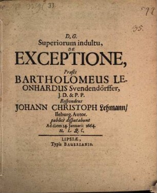 Disp. iur. de exceptione