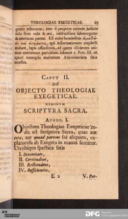 Capvt II. De Objecto Theologiae Exegeticae.