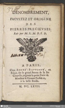 Dénombrement, Facultéz Et Origine Des Pierres Précieuses