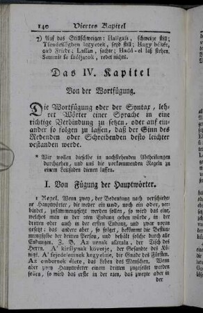 I. Von Fügung der Hauptwörter.