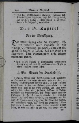 I. Von Fügung der Hauptwörter.