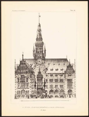 Konkurrenzentwürfe für ein Rathaus in Stuttgart, zusammengest. v. W. Kick, Stuttgart 1895: Ansicht