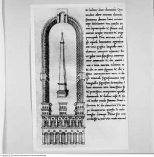 Trattato di Architettura - Codex Valencianus, Buchseite mit dem Zirkus des Maxentius (12. Buch)