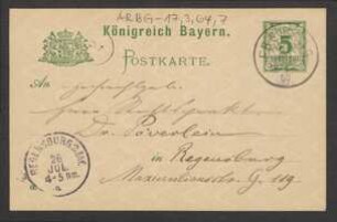 Brief von Hermann Stadler an Hermann Poeverlein