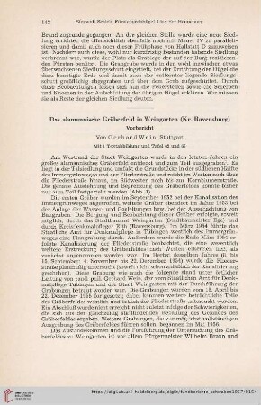 Neue Folge 14: Das alamannische Gräberfeld in Weingarten (Kr. Ravensburg) : Vorbericht