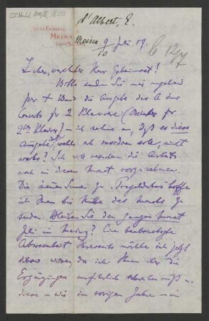 Brief an Ludwig Strecker  und B. Schott's Söhne : 09.06.1909