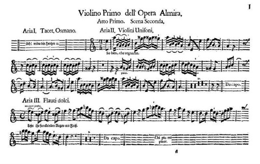 Violino Primo dell'Opera Almira.