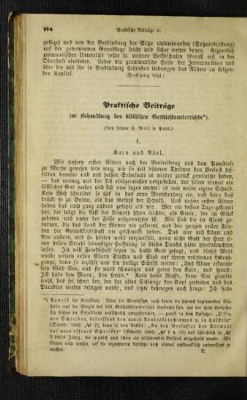 Praktische Beiträge zur Behandlung des biblischen Geschichtsunterrichts