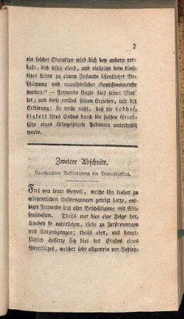 Zweiter Abschnitt. Ungehinderte Befriedigung der Leidenschaften
