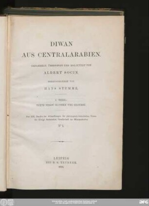 1. Theil: Texte nebst Glossen und Excurse