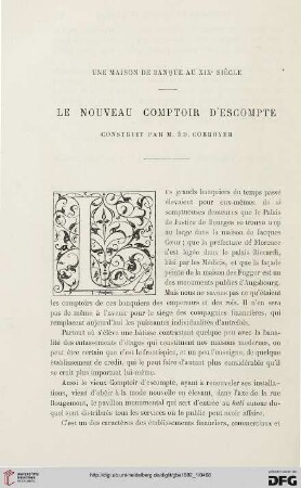 2. Pér. 25.1882: Une maison de banque au XIXe siècle : le nouveau comptoir d'escompte construit par M. Éd. Corroyer