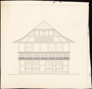 Rathaus, Wernigerode Umbau: Aufriss Giebel des Hofgebäudes 1:25, unfertige Zeichnung