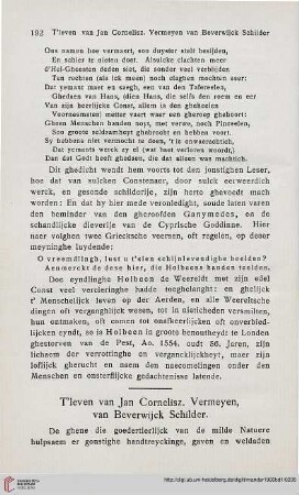 T‘leven van Jan Cornelisz. Vermeyen, van Beverwijck Schilder
