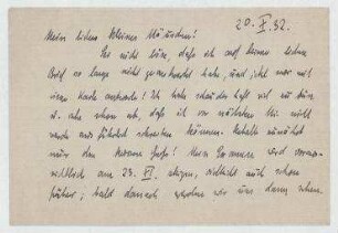 Briefkarte von Eberhard Rogge an Vera Hausmann. Hannover