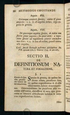 86-101, Sectio II. De Definitionum Natura et Formatione - Sectio III. De Distinctionum Natura et Formatione