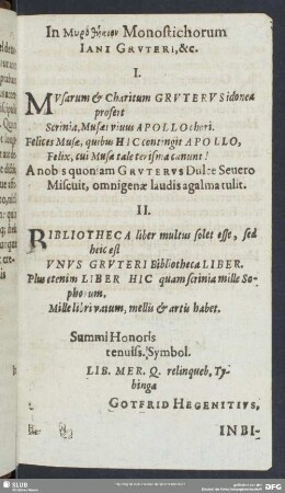 In Myrothektion Monostichorum Iani Gruteri, &c.
