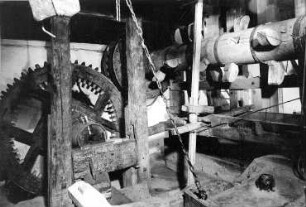 Pockau. Obere Ölmühle (Technisches Museum), erbaut 1783, Inneres, Ansichtskarte