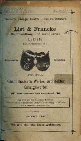 Lager-Verzeichnis. 240. 1893