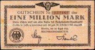 Reichsbahndirektion Stettin 1 Million Mark