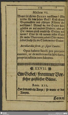 XXVII. Gebet frommer Vorsteher uber Geistliche güter