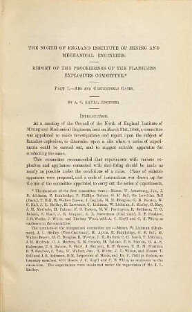 Report of the proceedings of the Flameless Explosives Committee
