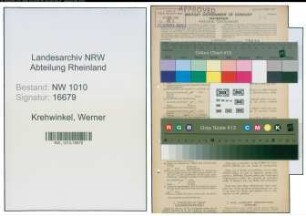Entnazifizierung Werner Krehwinkel , geb. 11.02.1910 (Kaplan)