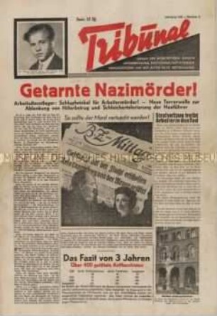 Wochenzeitung der Roten Hilfe "Tribunal" u.a. zum Terror der Nationalsozialisten 1930 bis 1932