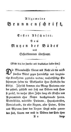 Erster Abschnitt. Vom Nutzen der Bäder und Gesundbrunnen überhaupt.