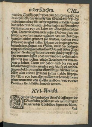 XVI. Artickel.