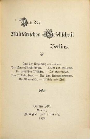 Aus der militärischen Gesellschaft Berlins